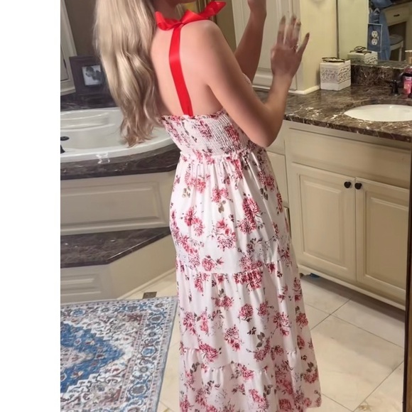 Summer maxi dress. Xl. 10/12. Smocked bodice - Picture 6 of 8